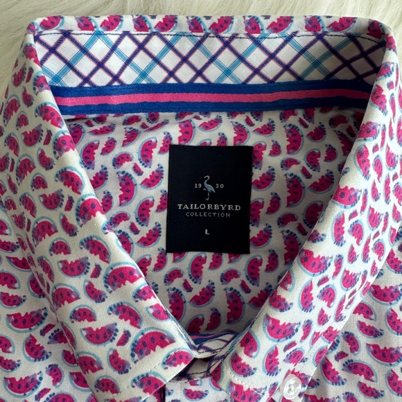 Men's TailorByrd Watermelon Print Short Sleeves Shirt Size Large - Picture 10 of 14